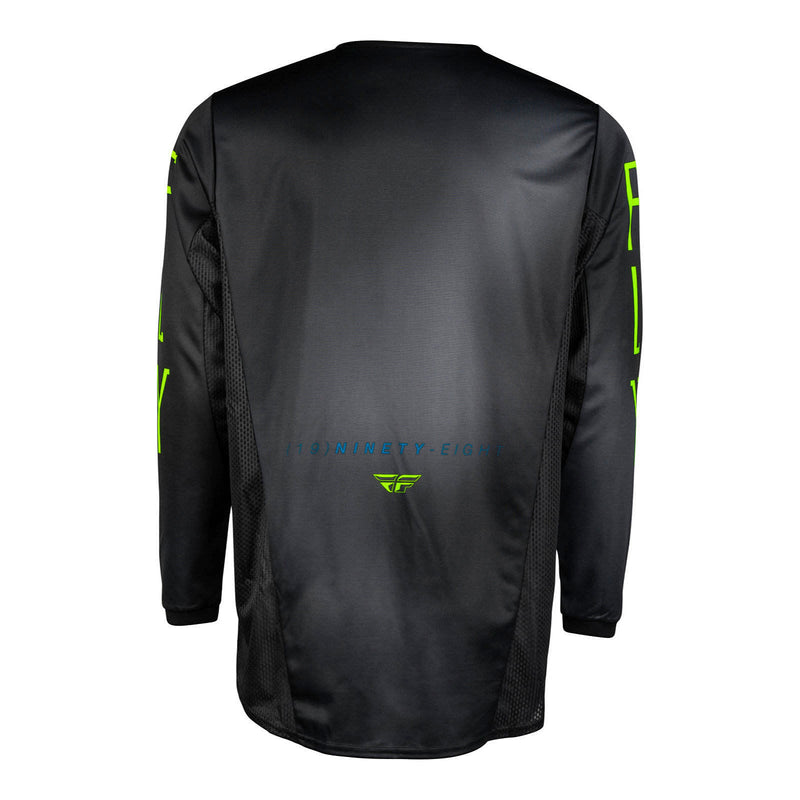 FLY Racing Youth Kinetic Jersey - Charcoal / Neon Green / True Blue