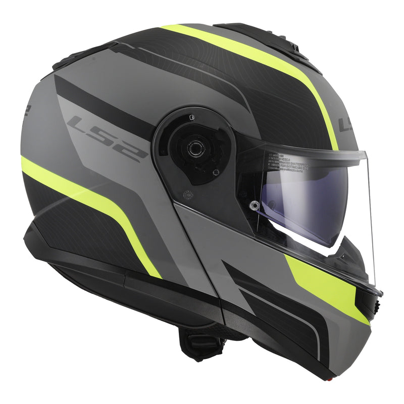 LS2 FF908 Strobe II Monza Flip Front Helmets - Matte Black / Hi-Vis Yellow 06