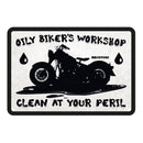 Oxford Garage Metal Sign: Oily Biker's Workshop